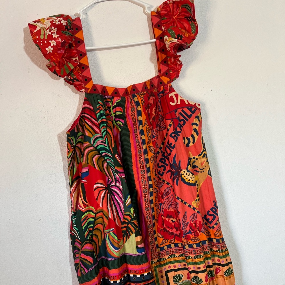 Farm Rio Mosaic Ruffled Midi Dress - Picture 7 of 11